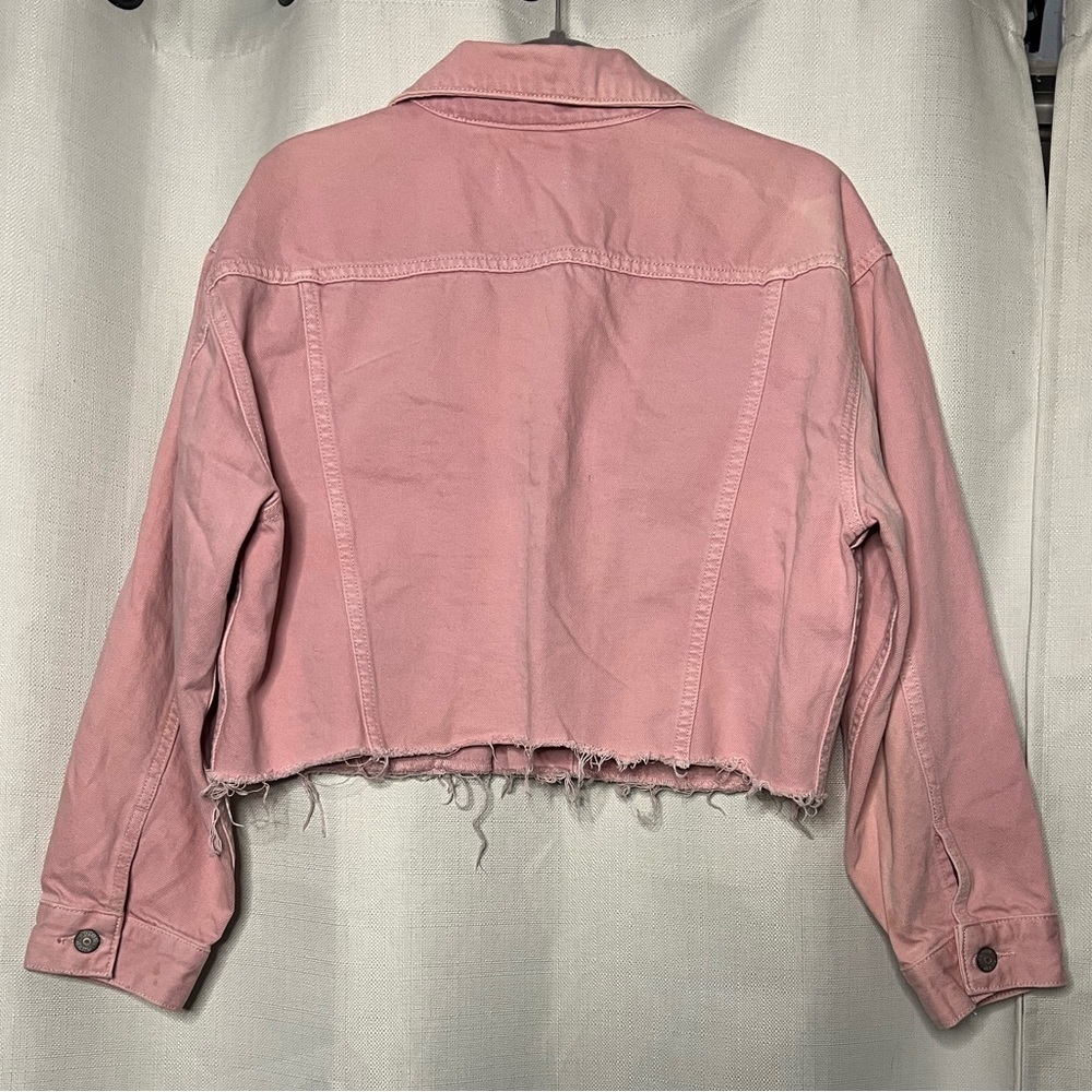 Boyish The Tommy Pink Denim Cropped Oversized Jacket Small - Picture 5 of 11